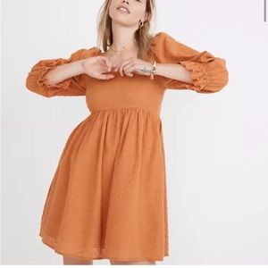 Madewell Puff Sleeve Waisted Mini Dress